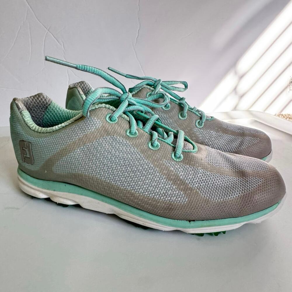 FootJoy FJ Women’s Size 6.5 Empower Golf Shoes Gray Mint Performance Athletic